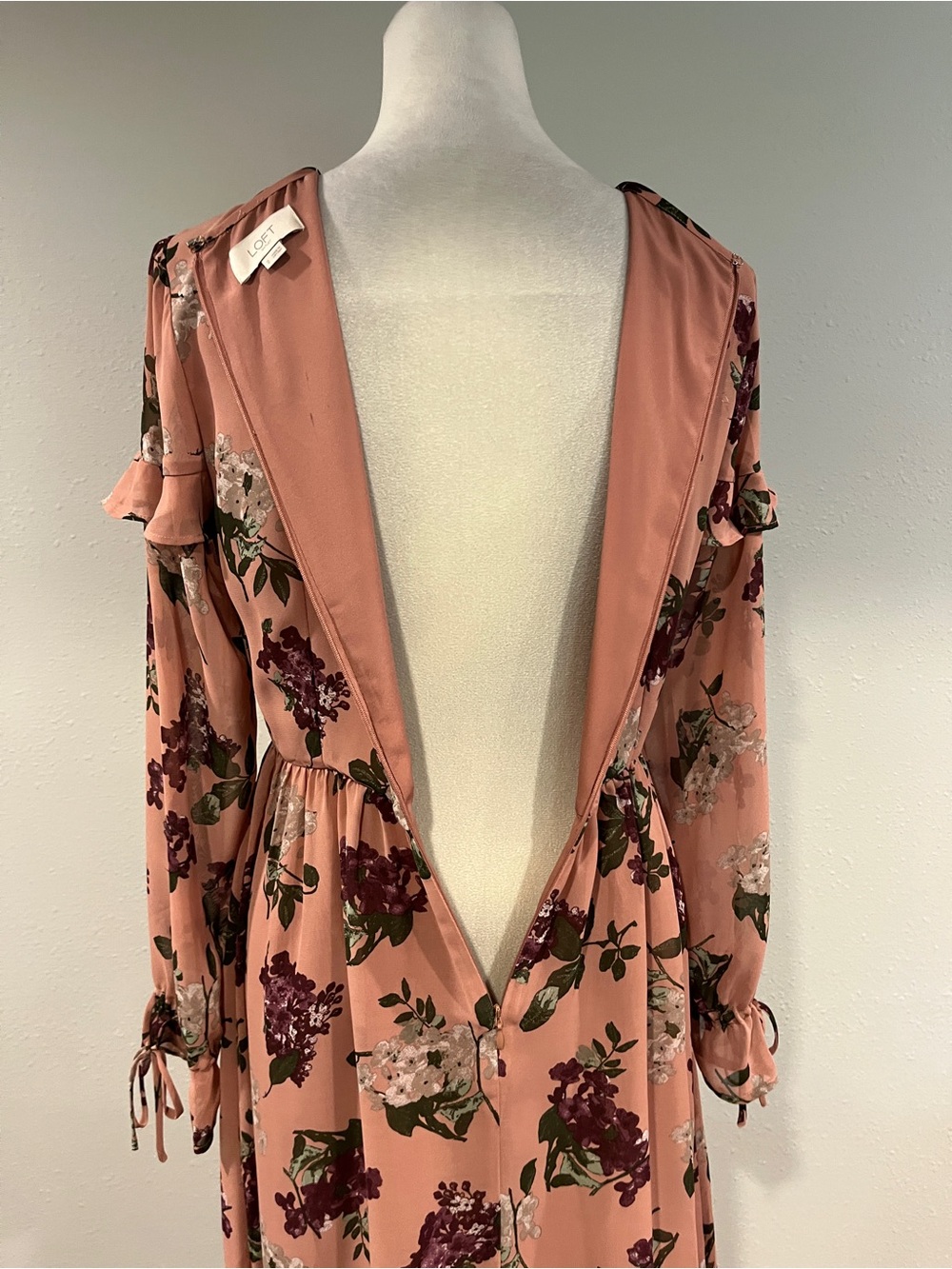Loft Floral Long Sleeve knee length size 2 - Picture 7 of 12